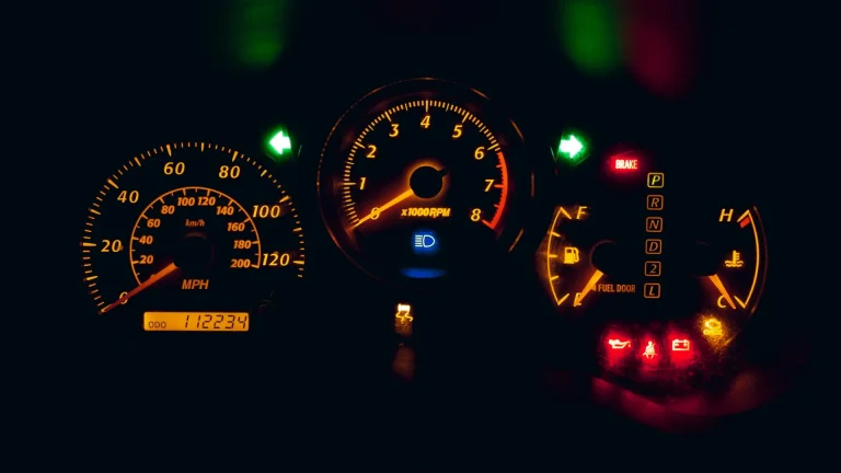 Car dashboard with warning lights